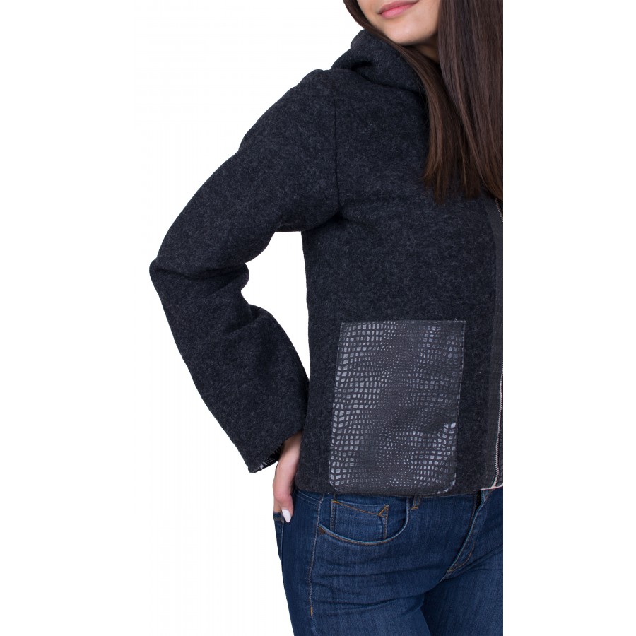 ▷ Black Women's Wool Jacket with Hood | Women's Jackets, Coats